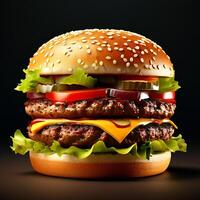 ai generiert Foto von Hamburger mit Käse und Tomate