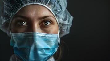 ai generiert Porträt von ein weiblich medizinisch Arbeiter mit ein Stethoskop. ai generiert foto
