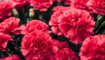 ai generiert rot Nelke Blumen beim das Bauern' Markt foto