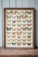 ai generiert Gruppe von Schmetterlinge im ein Rahmen foto