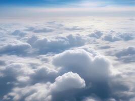 ai generiert hoch Natur Aussicht groß Weiß Wolken auf Sanft Himmel Hintergrund im das Morgen foto