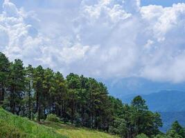 schön szenisch Aussicht Landschaft von Berge und Baum mit Himmel und Wolken Hintergrund foto