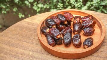 Nahansicht Süss getrocknet Datum Palme Früchte oder Kurma, Ramadan Essen foto