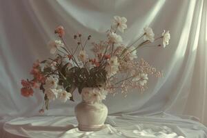 ai generiert luxuriös Blumen im ein Vase, ein Strauß von Blumen foto