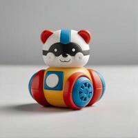 ai generiert ein Plastik Spielzeug Das sieht aus mögen ein Panda Roboter foto