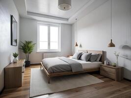 ai generiert Schlafzimmer Stil minimalistisch foto