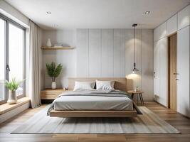 ai generiert Schlafzimmer Stil minimalistisch foto