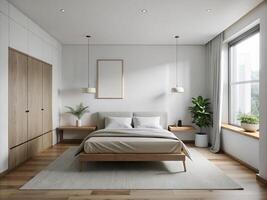 ai generiert Schlafzimmer Stil minimalistisch foto