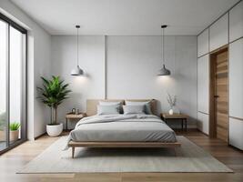 ai generiert Schlafzimmer Stil minimalistisch foto