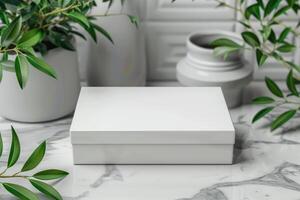 ai generiert Weiß Karton Box zum ein Geschenk. ai generiert foto