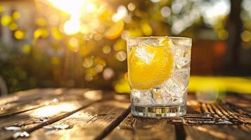 ai generiert Limonade mit Eis und Zitrone foto