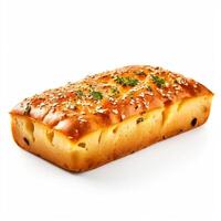 Foto von ein Italienisch Focaccia isoliert auf Weiß Hintergrund