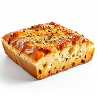 Foto von ein Italienisch Focaccia isoliert auf Weiß Hintergrund