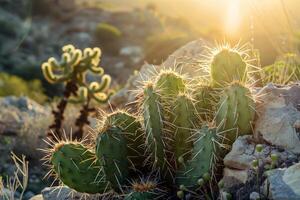 ai generiert Kaktus Pflanzen im Wüste, generativ ai foto