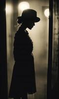 ai generiert verschwommen Bewegung Silhouette von ein Mädchen mit lange Haar. ai generativ foto