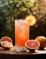 ai generiert alkoholisch Cocktail mit Grapefruit und Eis. selektiv Fokus. ai generativ foto