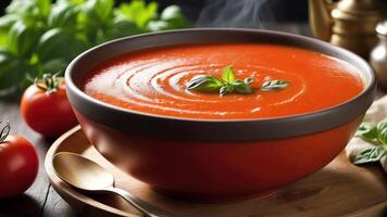 ai generiert köstlich Tomate Suppe foto