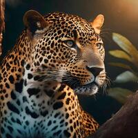 ai generiert majestätisch entdeckt Jaguar, Nachdenken Natur foto