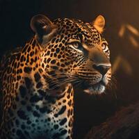 ai generiert majestätisch entdeckt Jaguar, Nachdenken Natur foto
