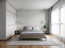 ai generiert Schlafzimmer Stil minimalistisch foto