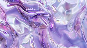 ai generiert ein Digital Kunst Hintergrund von lila und Weiß irisierend flüssig, Erstellen ein abstrakt Muster mit Flüssigkeit Formen und schimmernd Reflexionen. generiert durch künstlich Intelligenz. foto