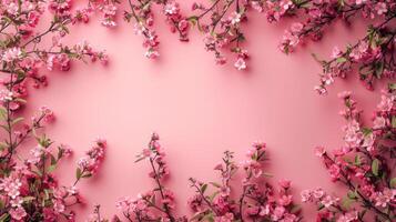 ai generiert Rosa Blumen auf Rosa Hintergrund foto