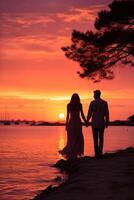 ai generiert ein romantisch Sonnenuntergang ein malerisch Szene von ein schön Sonne foto