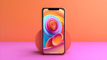 ai generiert ein iPhone xr ist gezeigt auf ein bunt Hintergrund foto