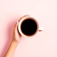 ai generiert Frauen Hand halten ein Tasse von Kaffee foto