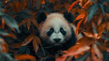ai generiert ein süß Baby Panda im das Wald. generiert durch künstlich Intelligenz. foto