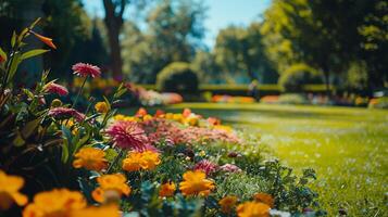 ai generiert das Garten ist ein schön Rahmen zum das Sommer. foto