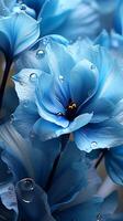 ai generiert Blau Tulpe Blühen Blume romantisch Hintergrund Vegetation foto