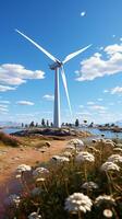ai generiert Wind Turbine Leistung Elektrizität Innovation Technologie foto