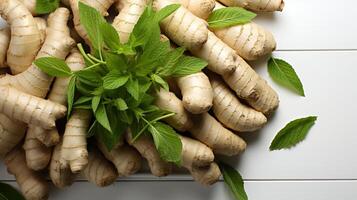 ai generiert Ingwer Wurzel Rhizome Würze würzig organisch Kochen Zutat foto