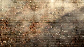 ai generiert Jahrgang Backstein Mauer Textur mit Licht Strahl foto