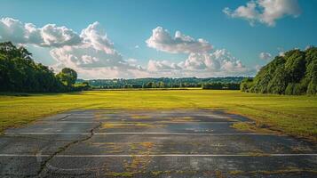 ai generiert leeren Parkplatz Menge im Feld foto