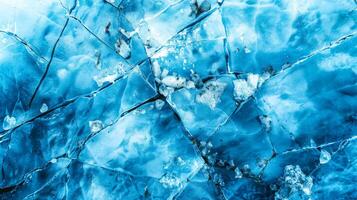 ai generiert abstrakt Nahansicht von das kompliziert Muster im Blau Gletscher Eis foto
