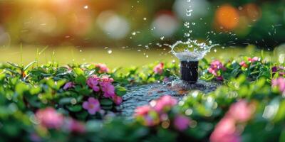 ai generiert Wasser Tröpfchen auf Blumen foto