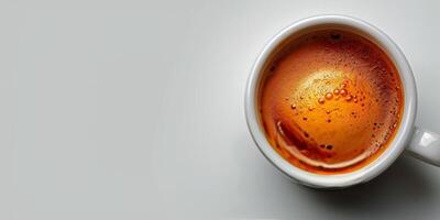 ai generiert ein Tasse von Kaffee auf ein Weiß Tabelle foto