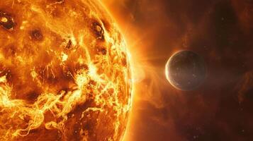 ai generiert Venus Transit Veranstaltung im Detail, Aufschlussreich Solar- System Wunder foto