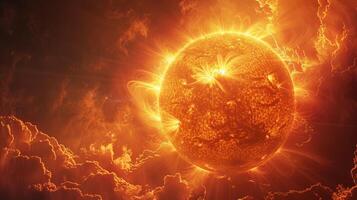 ai generiert detailliert Aussicht von Venus Transit, Hervorheben das Sonne Größe foto