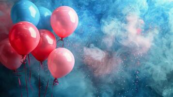 ai generiert schwebend Bündel von Luftballons foto
