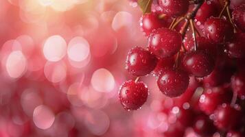 ai generiert rot Beeren hängend von ein Baum foto