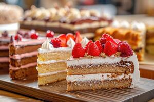 ai generiert Sortiment von Stücke von Kuchen. foto