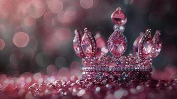 ai generiert Rosa Tiara auf Tabelle foto