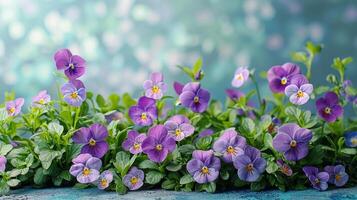 ai generiert Cluster von Blumen verstreut über Boden foto