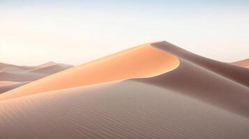 ai generiert minimalistisch Sand Düne Landschaft beim Dämmerung foto