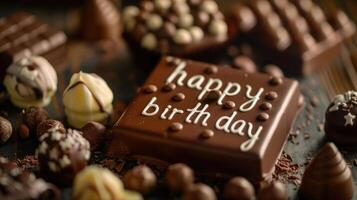 ai generiert Geburtstag sortiert Schokolade Süßigkeiten foto