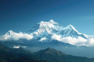 ai generiert Berg Landschaft von schneebedeckt Berge. foto