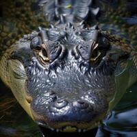 ai generiert groß Alligator im das Wasser foto